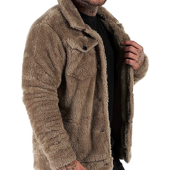 BRAND NEW MENS TRENDY FUZZY SHERPA JACKET - Picture 5 of 11